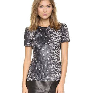 BCBG MAX AZRIA Tulum Faux Fur Coated Print Top Sz XS